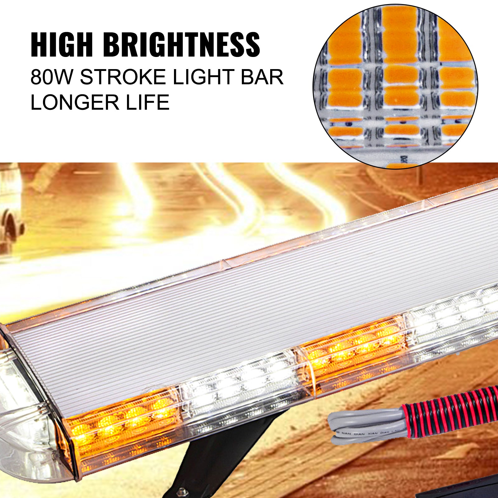 VEVOR 88 LED Strobe Light Bar Emergency Beacon Warn 47ft Pick Up Truck 16 Modes 20 Pods