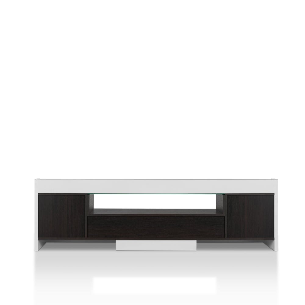 Kax Contemporary White 70 inch Glass Multi functional Storage TV Console by Furniture of America