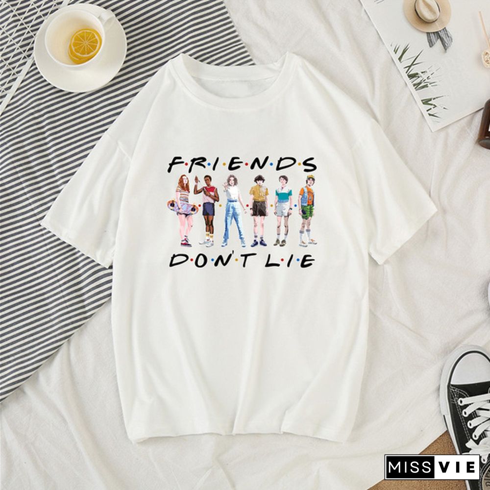 Stranger Things T-Shirt Cool Friends Don'T Lie Graphic Tee Shirt The Upside Down Shirts Stranger Things 3 Eleven Shirts