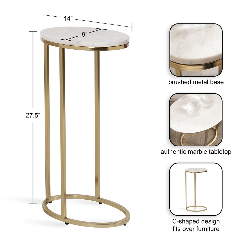 Kate and Laurel Natalli Marble Oval C Table   14x9x28