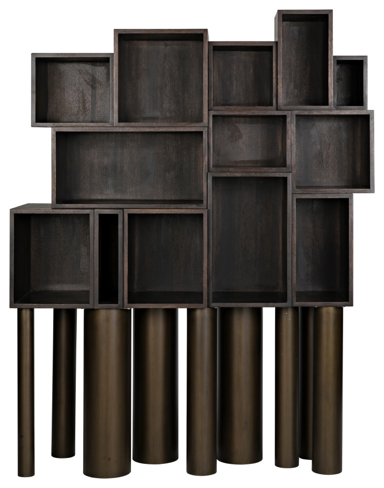 Mr. Roberts Shelving  Ebony Walnut with Metal Legs   Transitional   Bookcases   by HedgeApple  Houzz