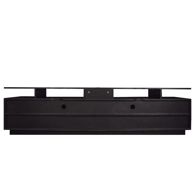 FC Design Modern Black TV Stand， 20 Colors LED TV Stand w/Remote Control Lights