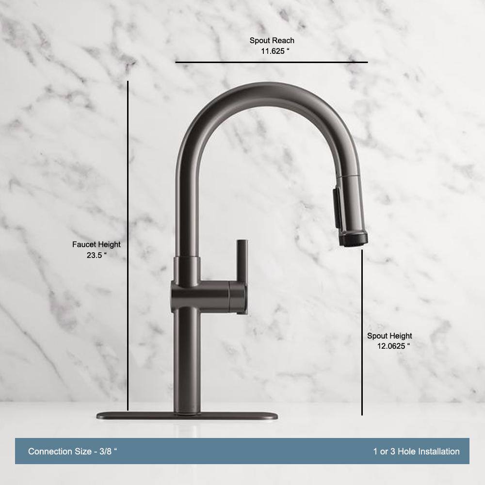 KOHLER Rune Single-Handle Pull-Down Sprayer Kitchen Faucet in Black Stainless K-R22153-SD-BLS