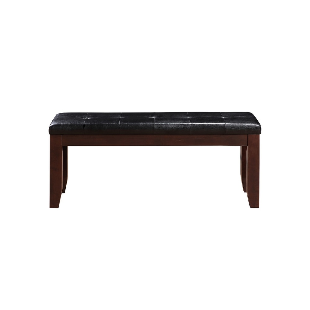 Faux Leather Dining Bench in Cherry and Black Finish