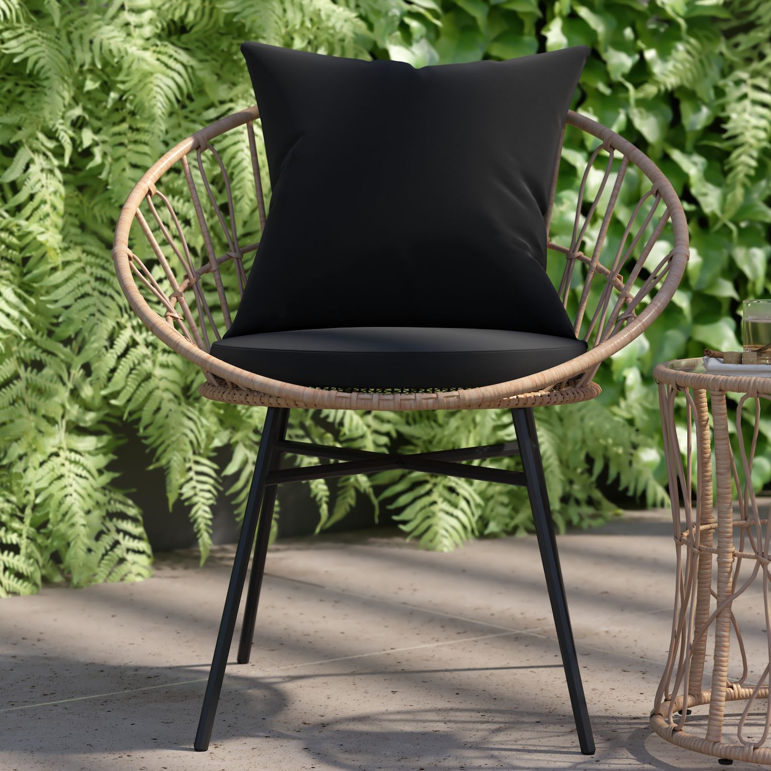 Flash Furniture Devon Indoor / Outdoor Side Table and Papasan-Style Chairs 3-piece Set