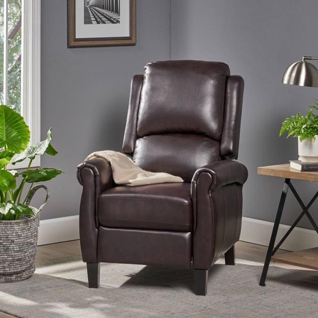 Haddan Faux Leather Recliner Club Chair Christopher Knight Home