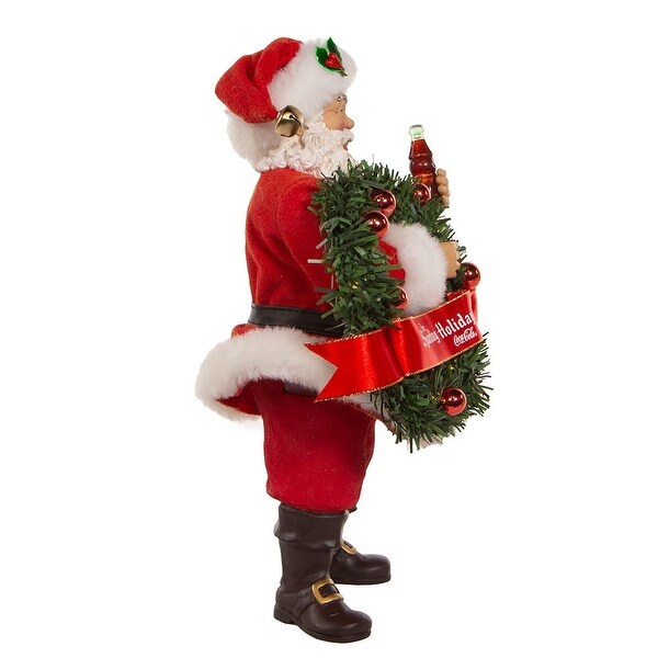 Kurt Adler 10.5Inch Fabriché™ CocaCola® Battery Operated Santa With Lighted Wreath