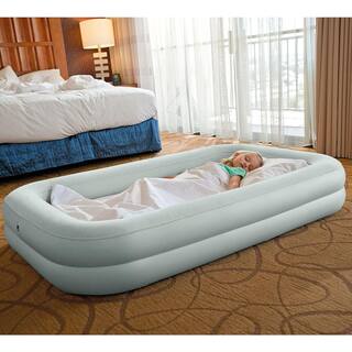 INTEX 66 in. L x 42 in. W x 10 in. H Kids Twin Inflatable Raised Frame Travel Air Mattress with Hand Pump 66810EP