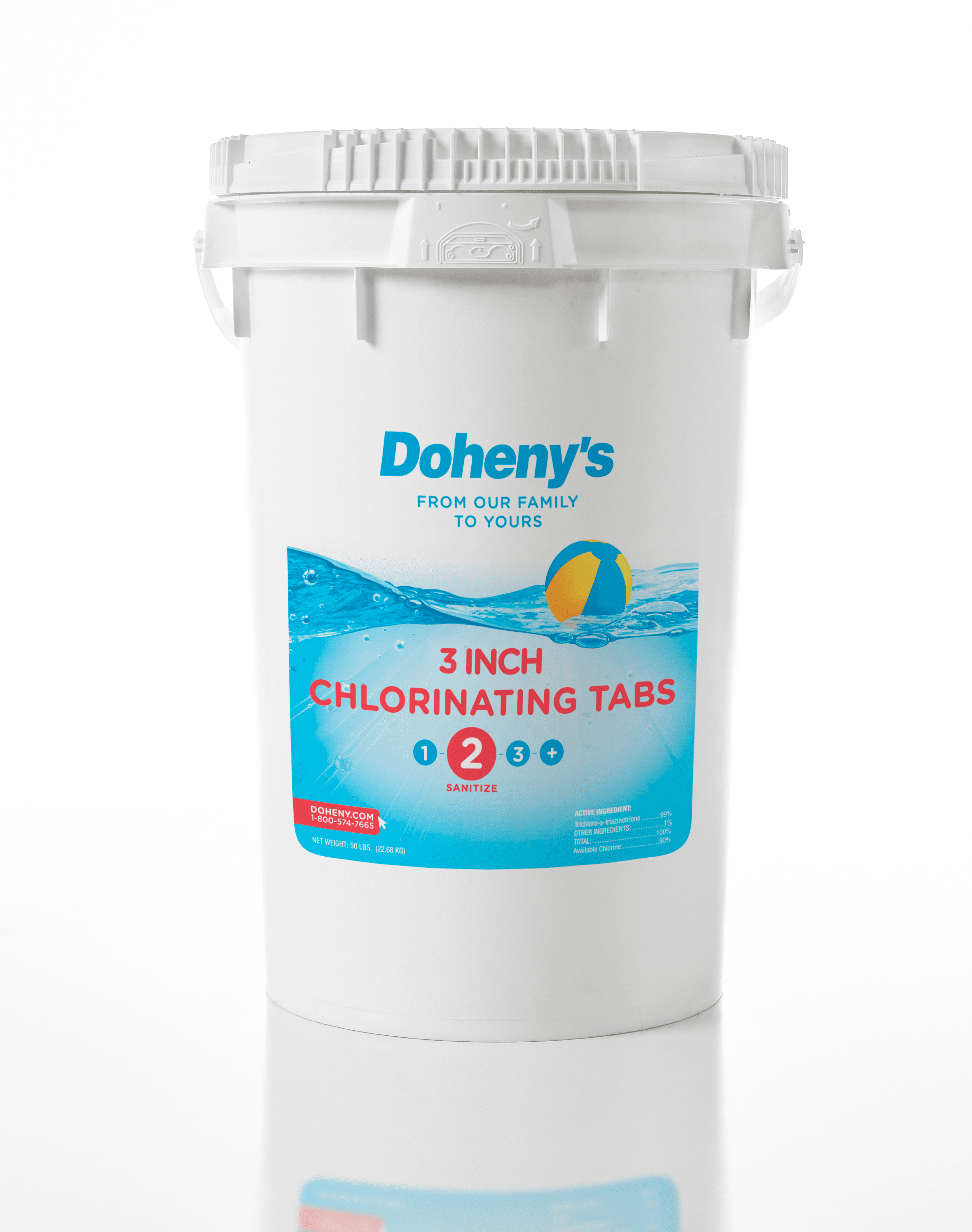 Doheny's 3 Inch Swimming Pool Chlorine Tablets | Pro-Grade Pool Sanitizer | Long Lasting & Slow Dissolving | Individually Wrapped | 99% Active Ingredient, 90% Stabilized Chlorine | 50 LB Bucket