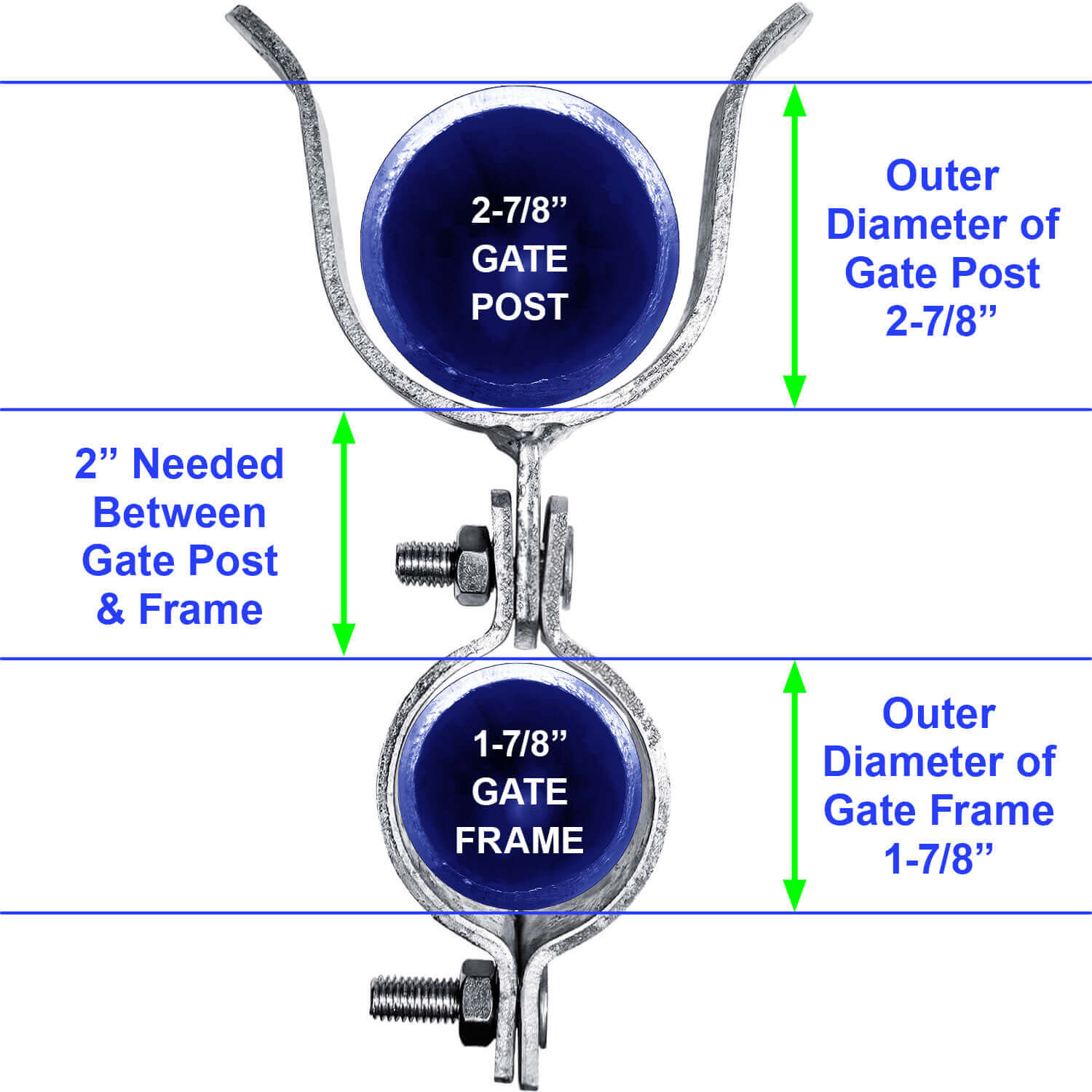 Jake Sales Brand - 1-7/8” x 2-7/8” - Chain Link Fork Latch - Galvanized - Each