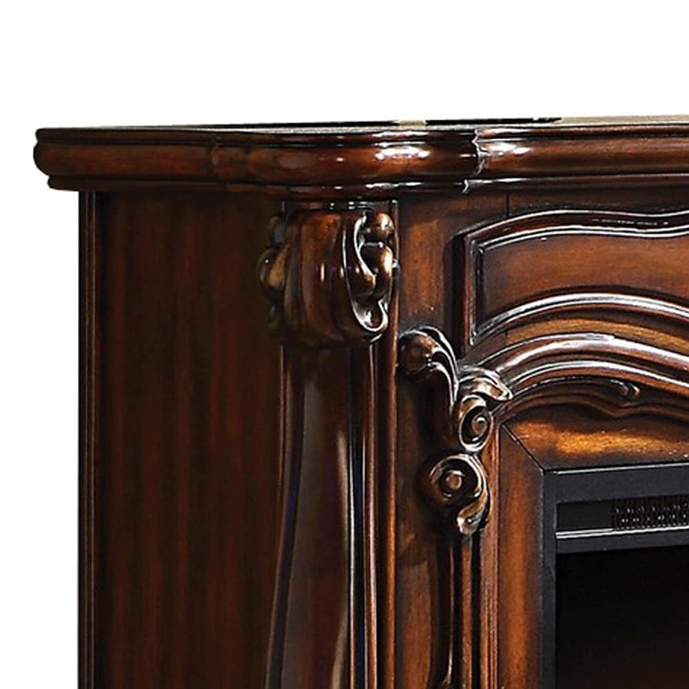 Kai 47 Inch Classic Electric Fireplace  Fire Safety  Remote  Timer  Brown