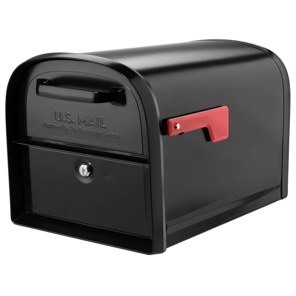 Architectural Mailboxes Oasis 360 Black Large Steel Locking Parcel Mailbox with 2-Access Doors 6300B-10