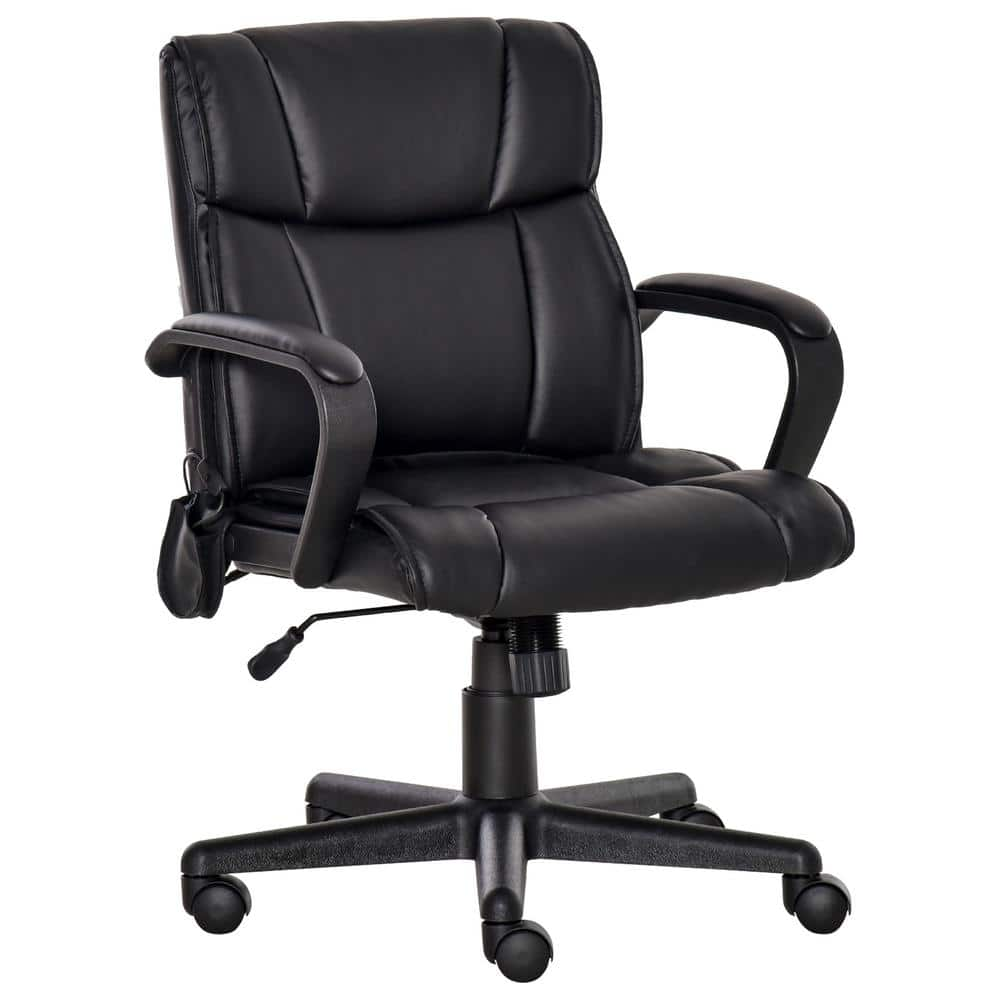 Vinsetto Black PU Sponge Steel Nylon Massaging Office Chair with Adjustable Height 921-442