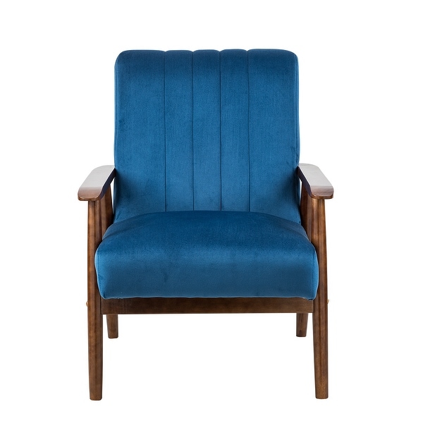 Velvet Accent Chairs with Wood Legs - Upholstered Lounge Arm Chairs