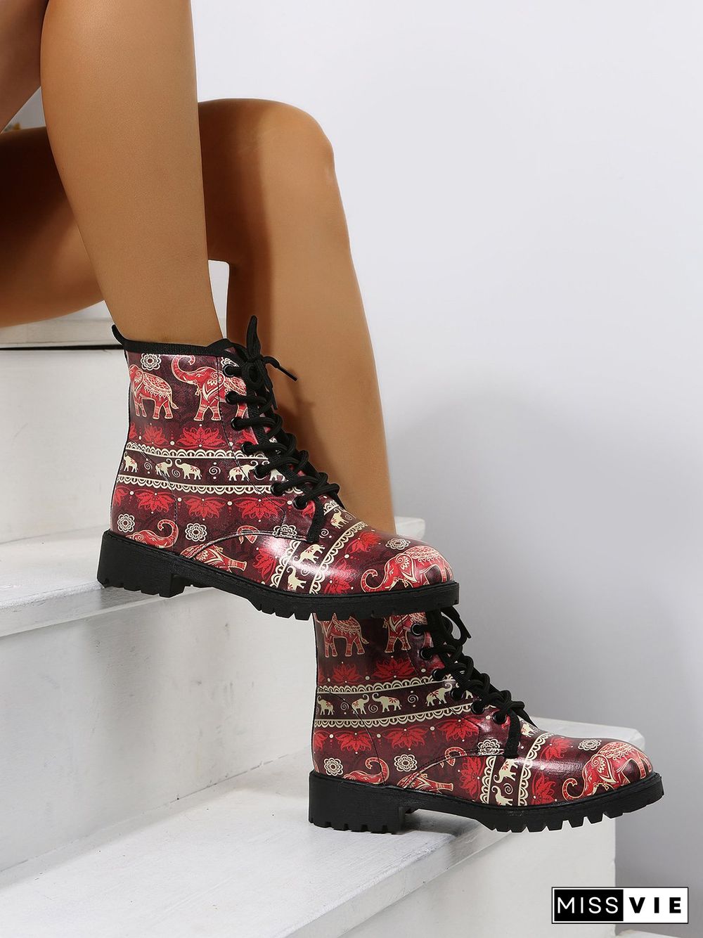 Red Elephant Ethnic Short Boots