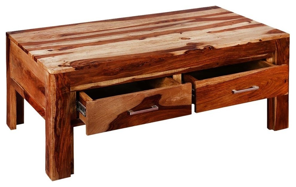 Modern Frontier Indian Rosewood 45 quotCoffee Table w Drawers   Rustic   Coffee Tables   by Sierra Living Concepts Inc  Houzz