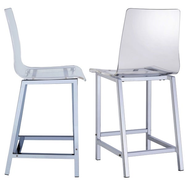 Sleek Design Clear Acrylic with Chrome Base Counter Height Dining Stools (Set of 2)