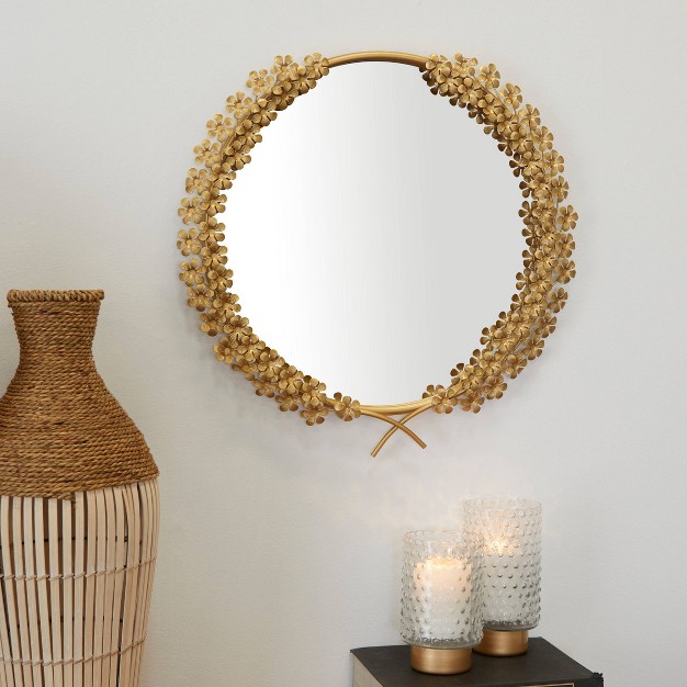 Metal Floral 3d Wall Mirror Gold Cosmoliving By Cosmopolitan