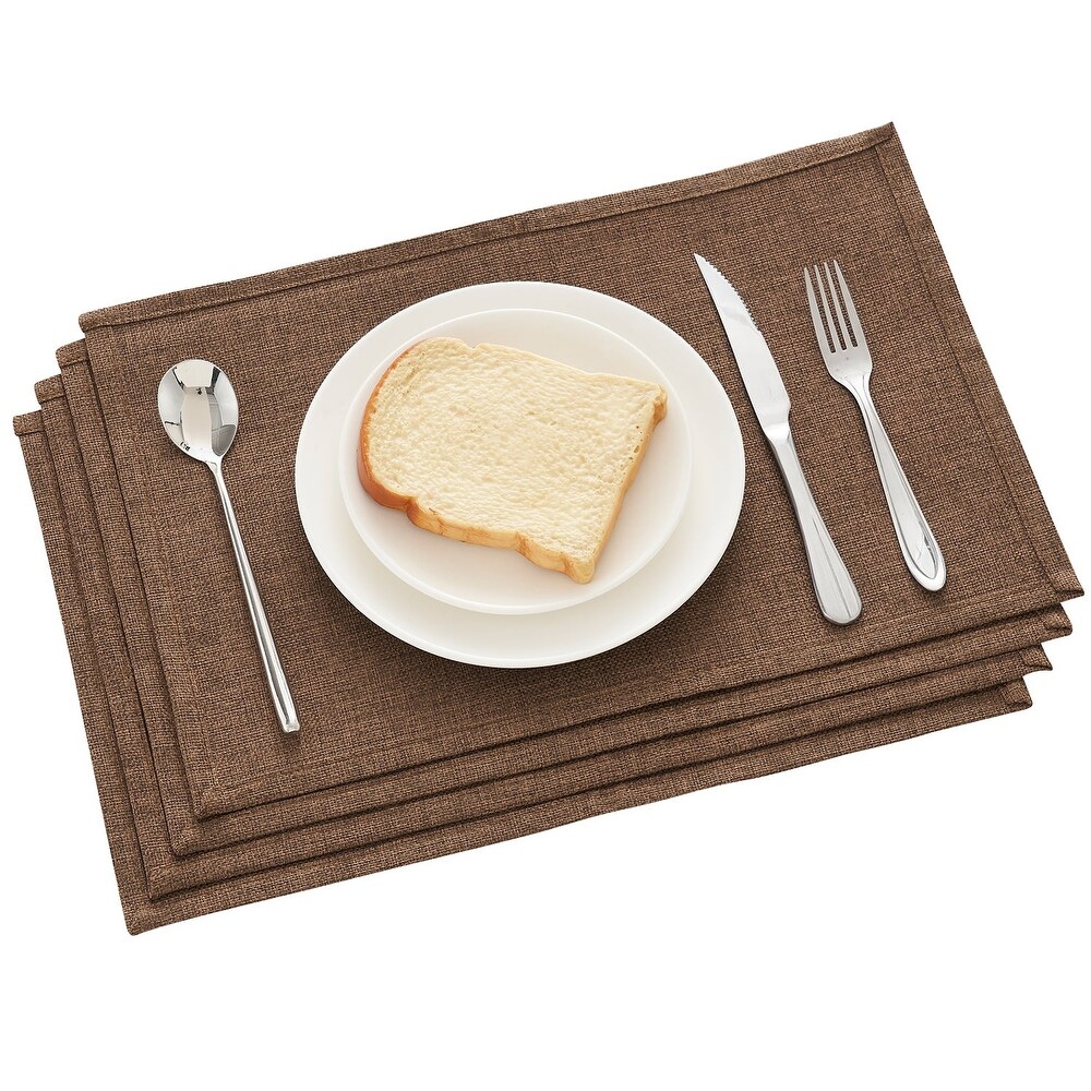 Linen Placemats Set of 4  Heat Resistant Dining Table Place Mats   Machine Washable