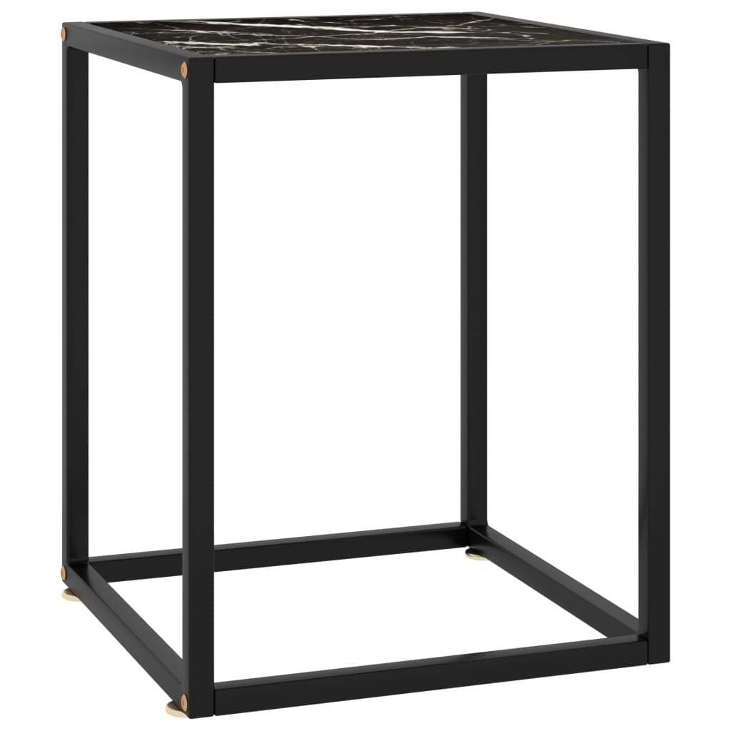 Coffee Table Black with Black Marble Glass 15.7