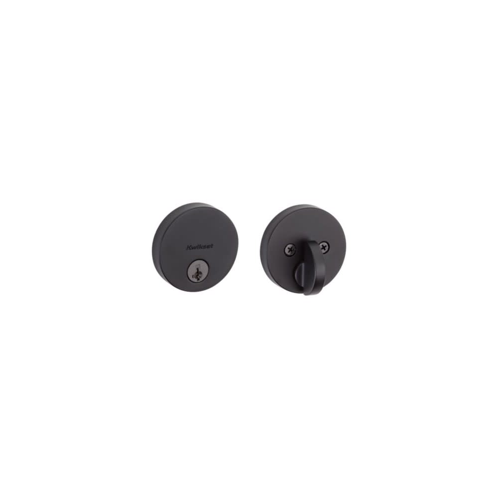 Kwikset Uptown Deadbolt SmartKey Matte Black Keyed One Side Round