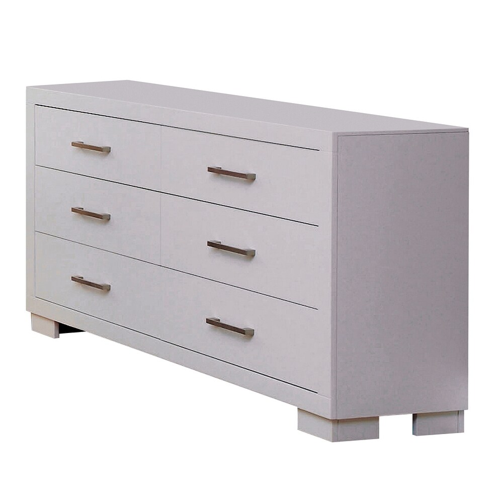 Moline Contemporary White Wooden Space saving 6 Drawer Double Dresser