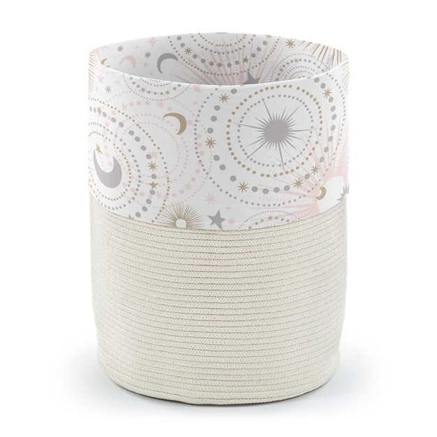 Sweet Jojo Designs Woven Cotton Rope Laundry Hamper Decorative Storage Basket Celestial Pink Gold And Grey