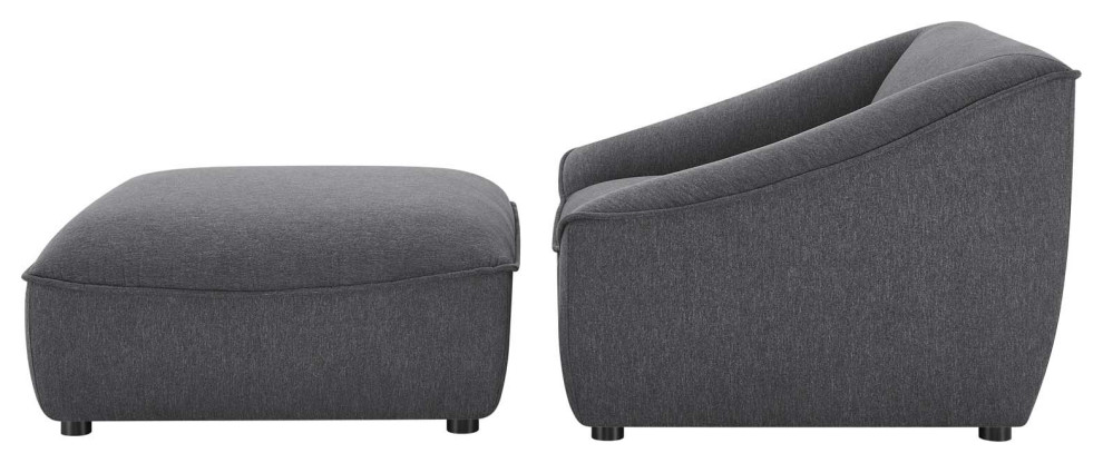 Armchair Accent Chair and Ottoman  Fabric  Dark Gray  Modern  Lounge   Transitional   Armchairs And Accent Chairs   by House Bound  Houzz