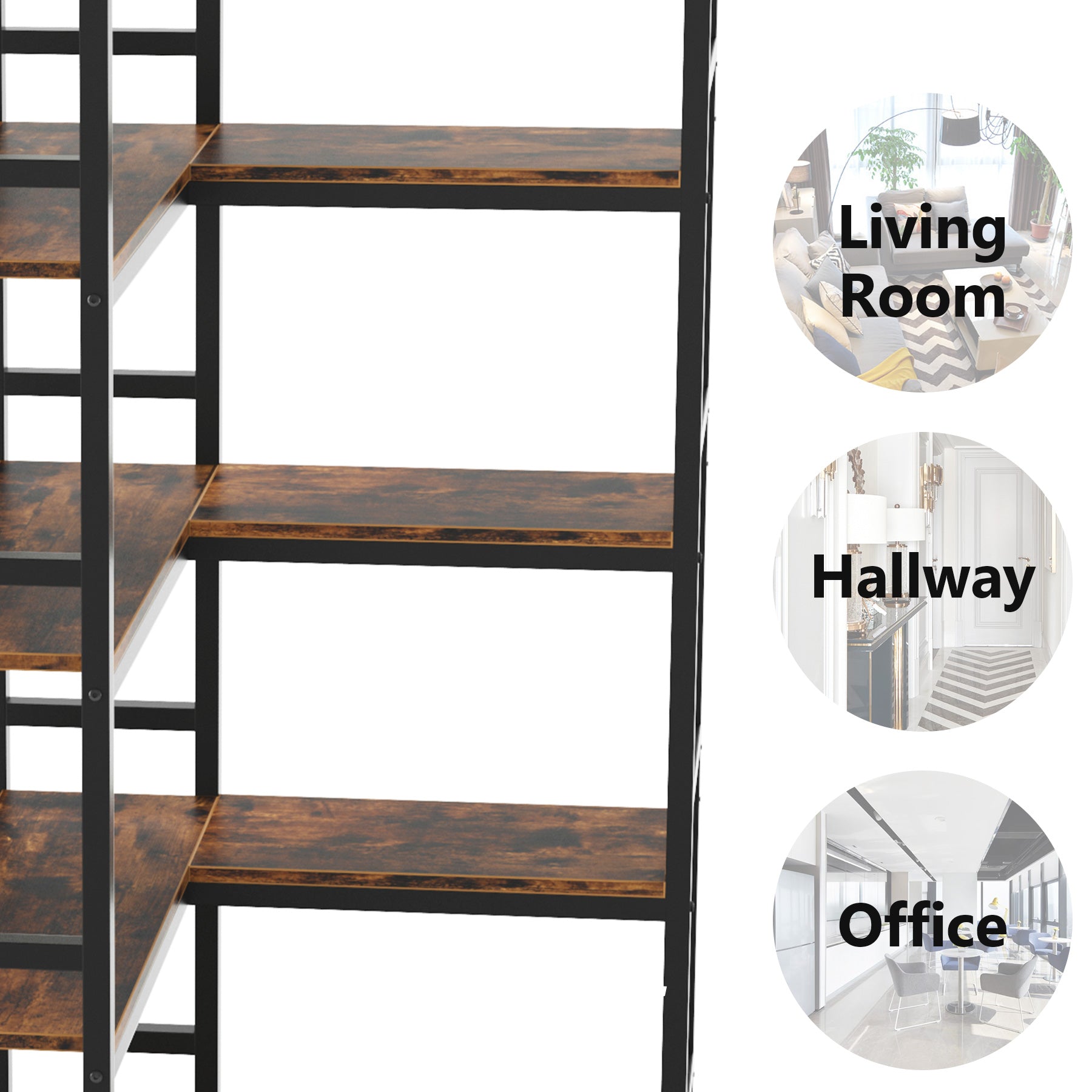 Industrial Corner Bookshelf, 5-Tier/7-Tier Bookcase Etagere Display Rack