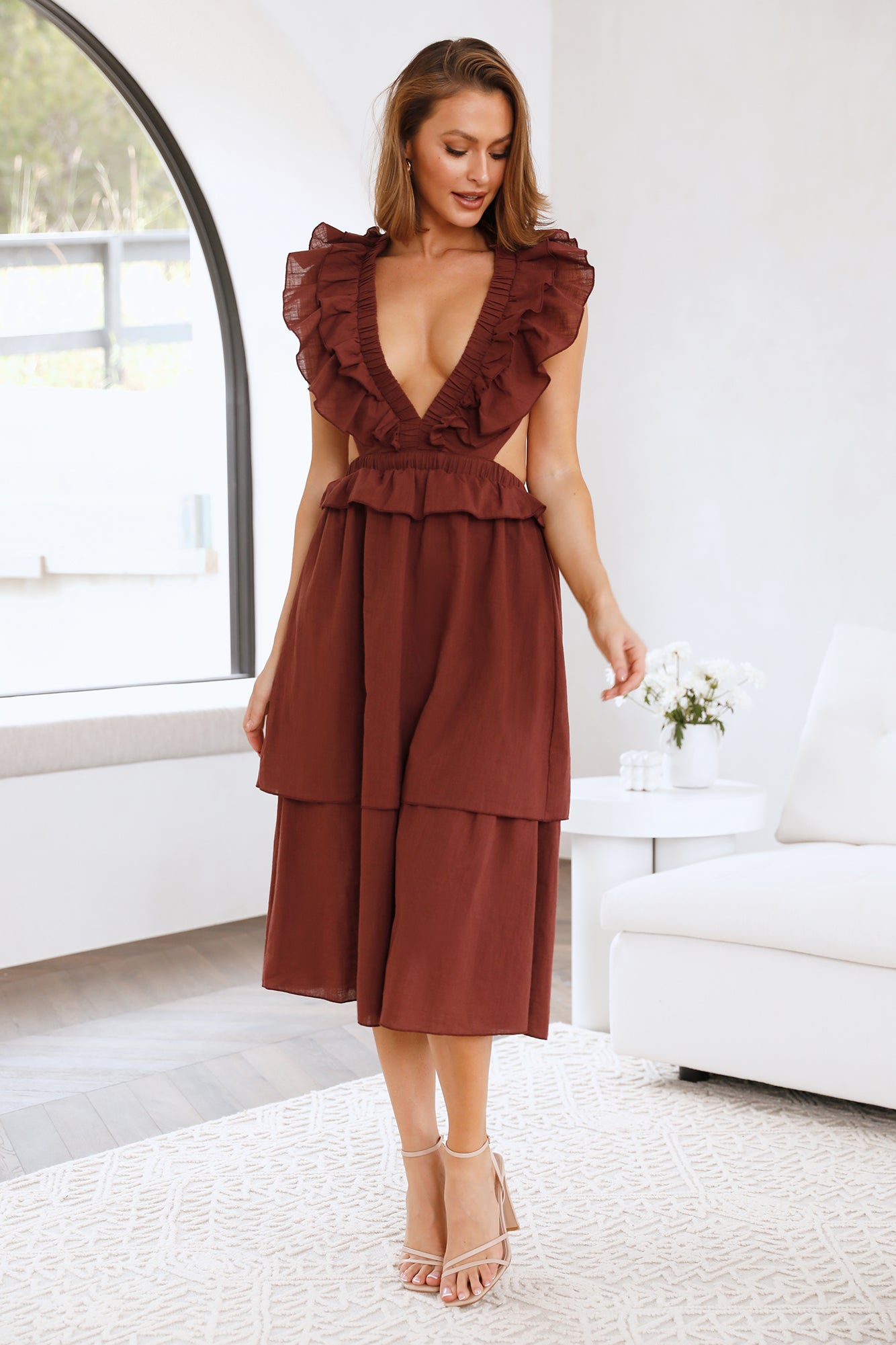 Dive Into Love Midi Dress Brown