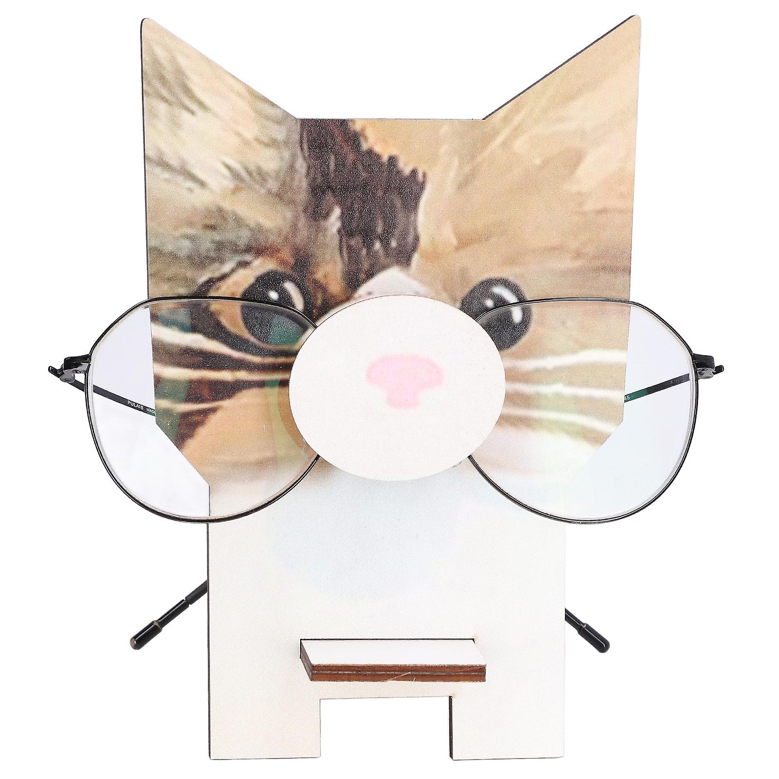 Animal Shape Glasses Holder Unique Beautiful Design Natural Odorless Composite Wood Eyeglasses Display Standcat