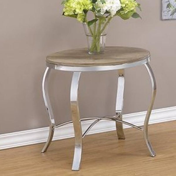 Malai Coffee/End Table Set (3Pc Pk) in Weathered Light Oak and Chrome