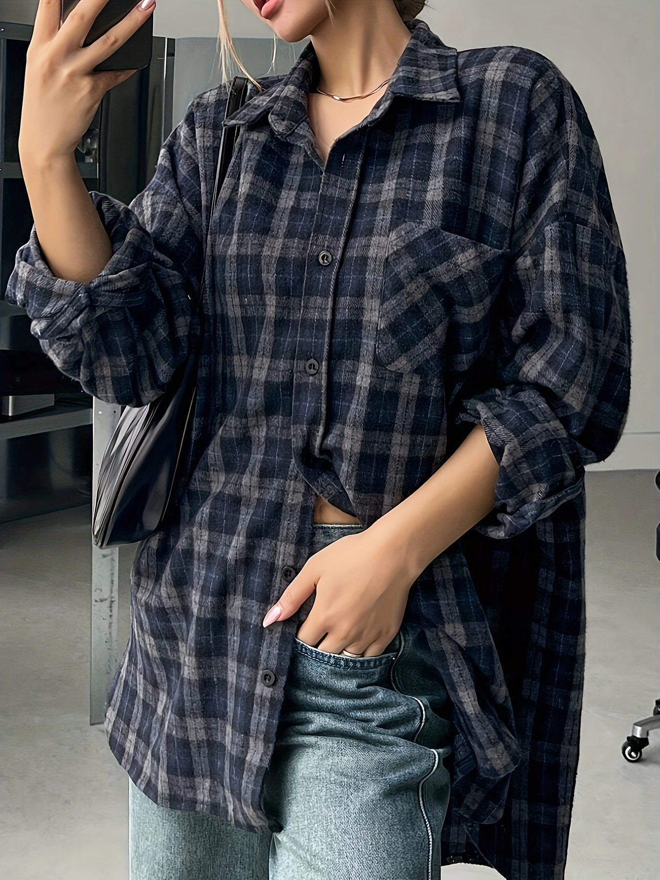 Stylish Plus Size Plaid Print Shirt - Womens Plus Size Blouses with Turndown Collar, Long Sleeve, Button Front, Casual and Comfortable Design for Daily Wear