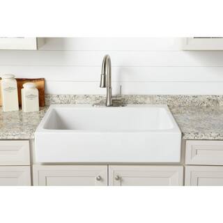 SINKOLOGY Josephine 34 in. 1-Hole Quick-Fit Drop-In Farmhouse Single Bowl Crisp White Fireclay Kitchen Sink SK450-34FC-1