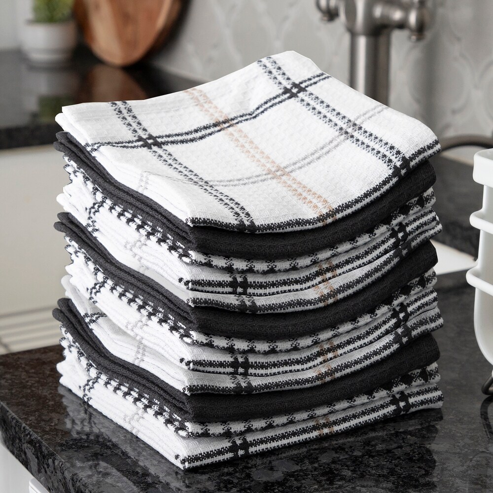 T fal Textiles 12 Pack Flat Waffle Cotton Kitchen Dish Cloth Set