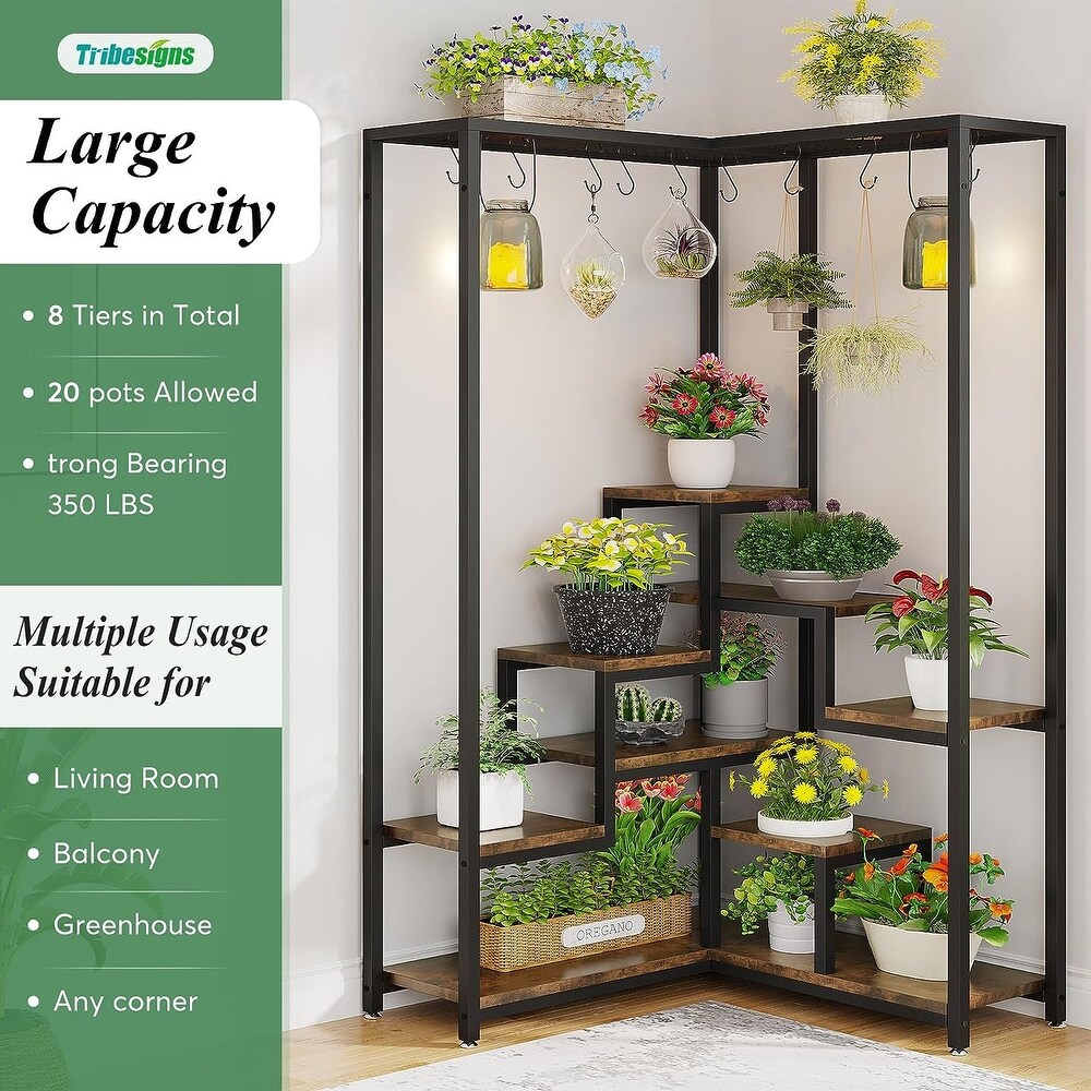 70.9 inches Tall Metal Corner Plant Stand Indoor  8 Tier Corner Plant Shelf