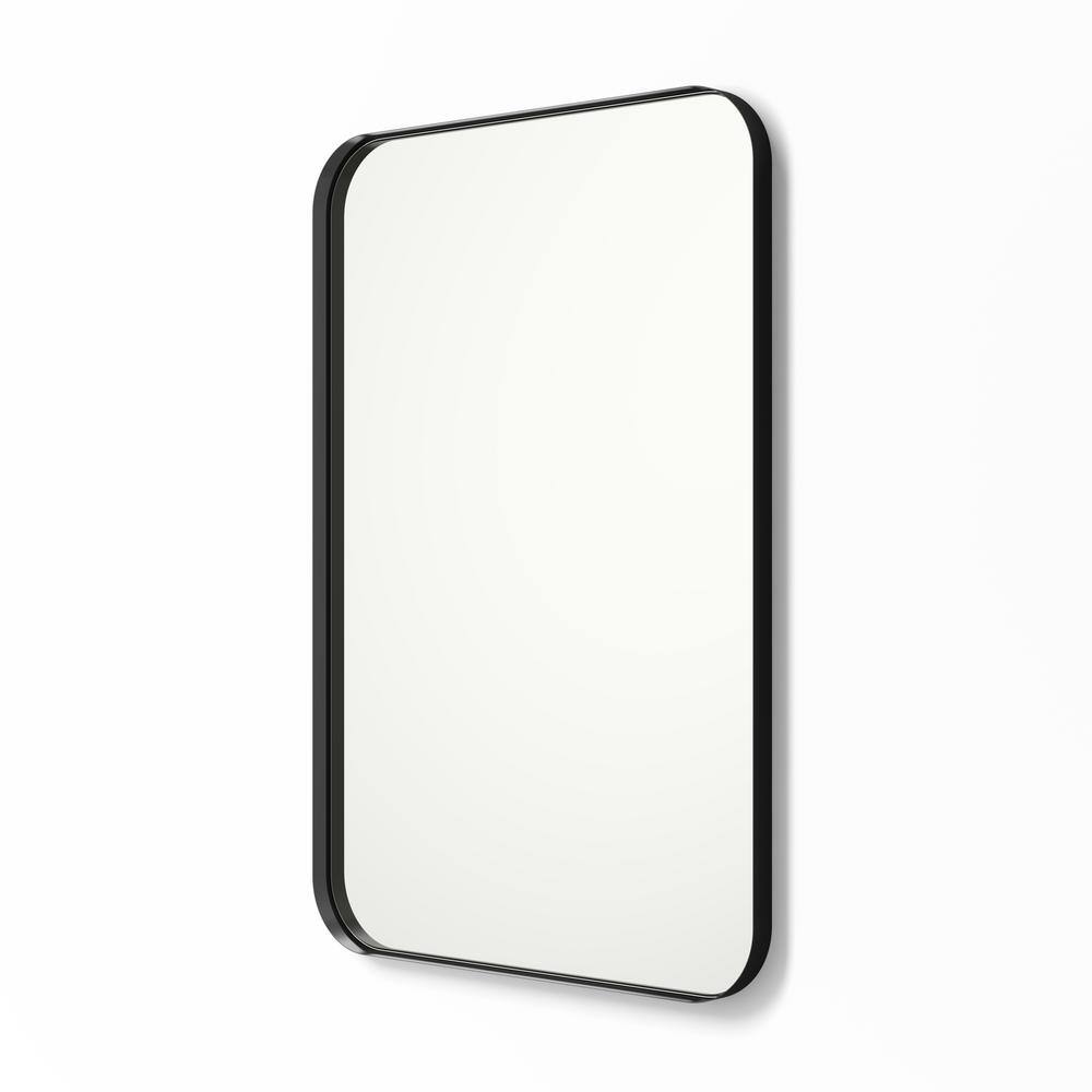 better bevel 24 in. x 36 in. Metal Framed Rounded Rectangle Bathroom Vanity Mirror in Black 20017