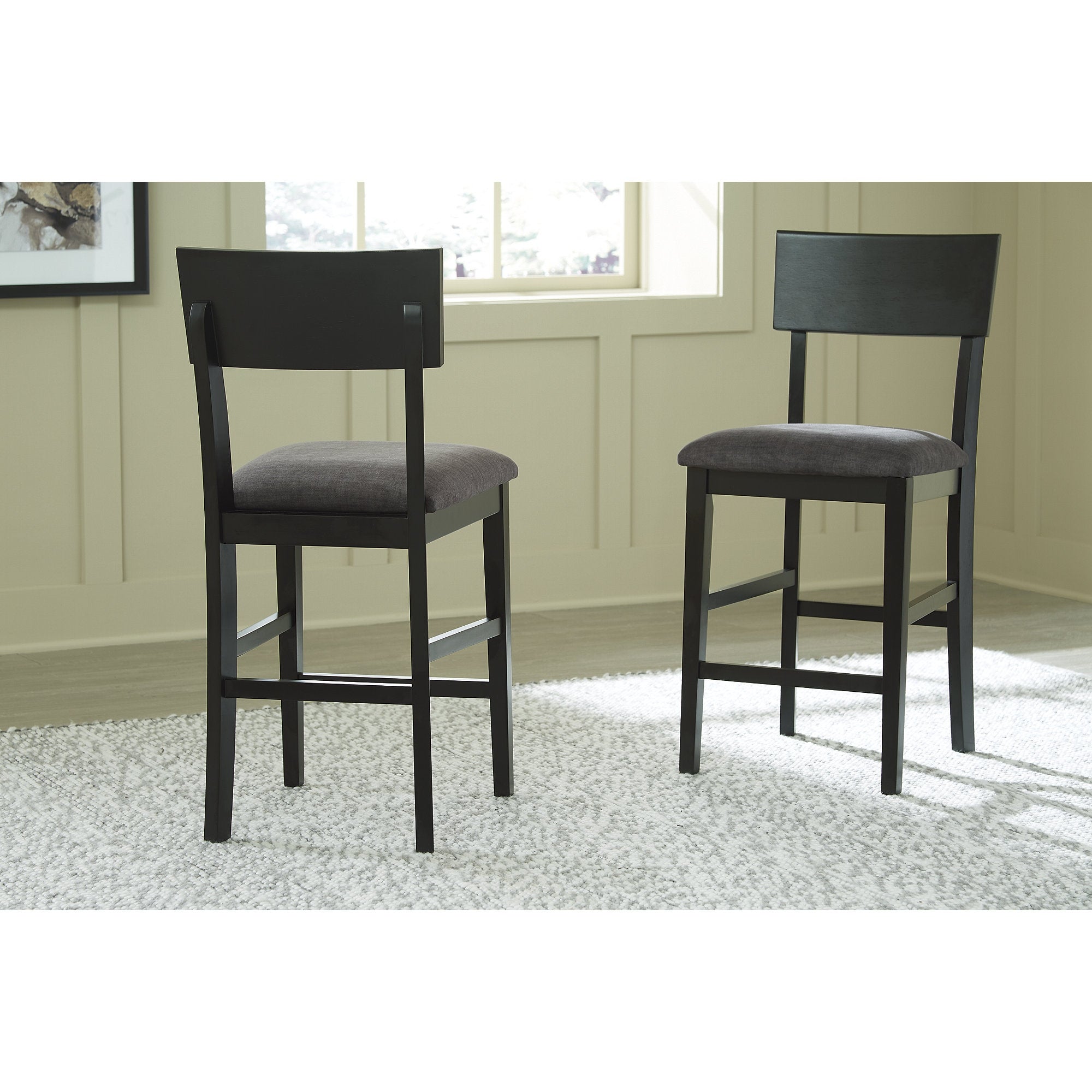 Ashley Furniture Chanzen Gray/Black Upholstered Barstool (Set of 2) - 18