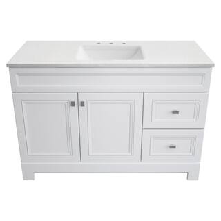 Home Decorators Collection Sedgewood 48.5 in. W x 18.8 in. D x 34.4 in. H Freestanding Bath Vanity in White with Arctic Solid Surface Top PPLNKWHT48D