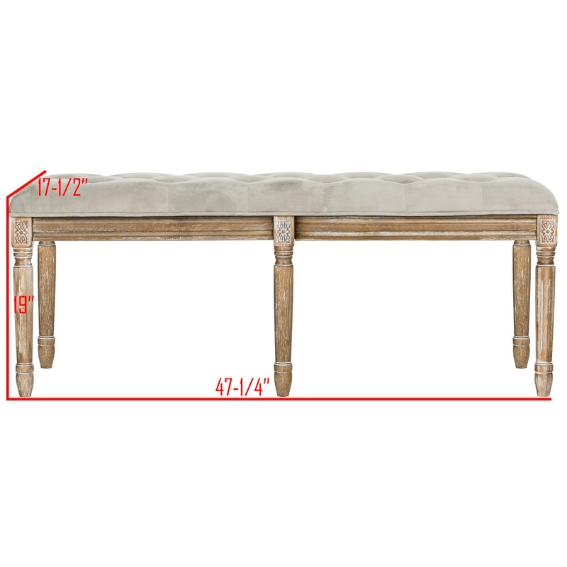 SAFAVIEH Rocha French Brasserie Tufted Rustic Wood Grey Bench   47.3\