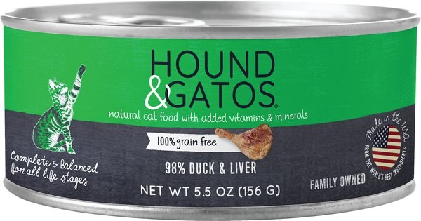 Hound and Gatos 98% Duck and Liver Formula Grain-Free Canned Cat Food