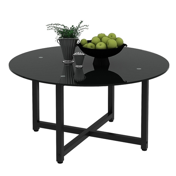 Black Round Coffee Table-35.5''