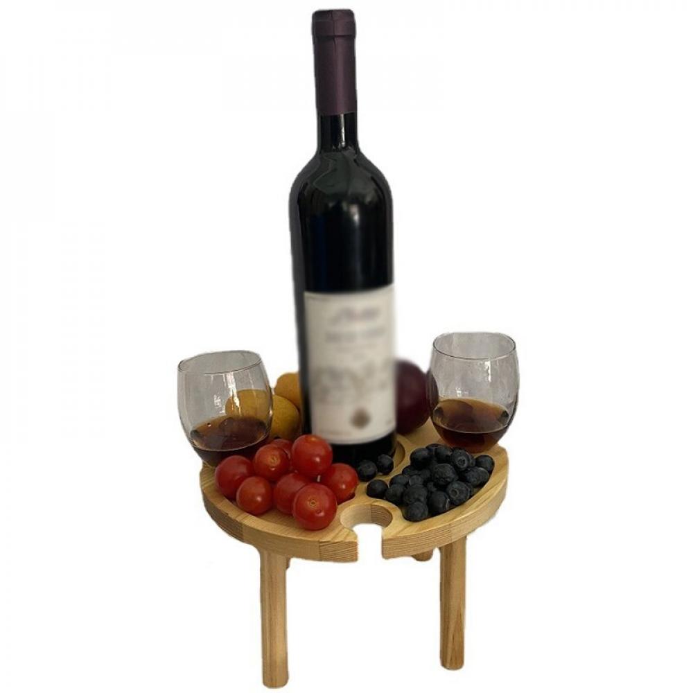 SweetCandy Wooden Outdoor Folding Picnic Table with Wine Glass Holder 2 in 1 Picnic Table Creative Collapsible Table for Outdoors Garden Travel