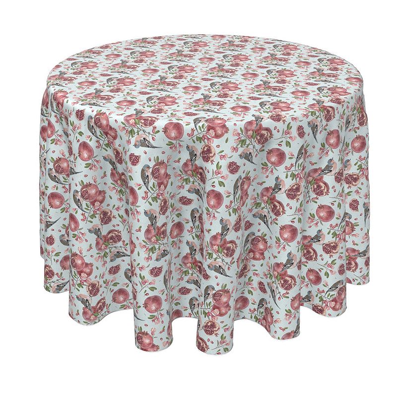 Round Tablecloth， 100% Polyester， 60 Round， Pomegranate Trees and Birds