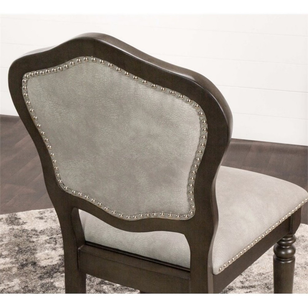 Bowery Hill 18 quotWood Dining Chairs in Distressed Gray (Set of 2)   Traditional   Dining Chairs   by Homesquare  Houzz