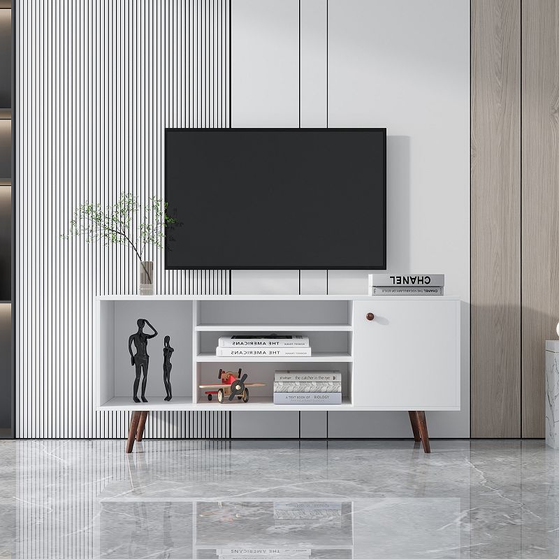 FC Design TV Stand Use in Living Room Furniture with 1 storage and 2 shelves Cabinet， high quality particle board，White