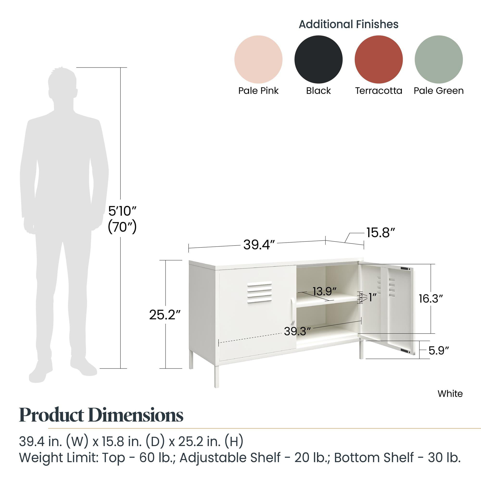 Shadwick 2 Door Wide Metal Locker Accent Storage Cabinet， Terracotta