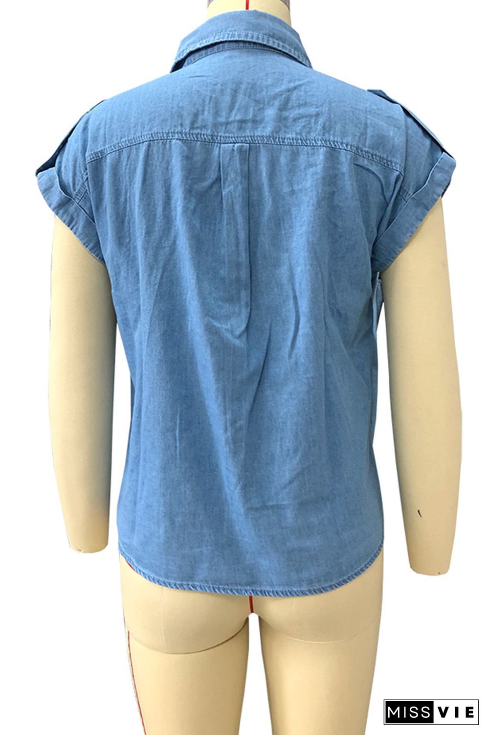 Denim Sleeveless With Pockets Jacket Wholesale