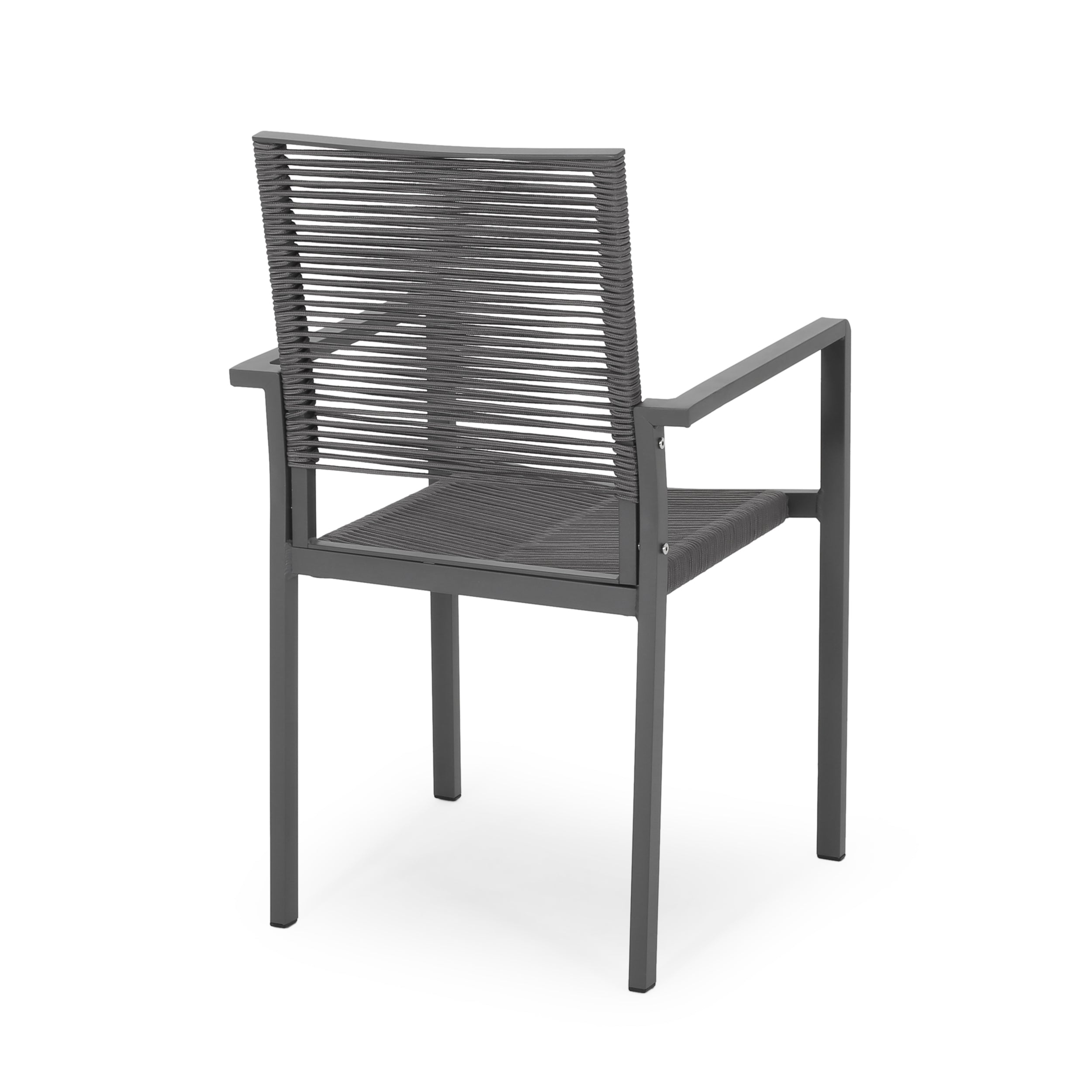 Lillian Outdoor Modern Aluminum Dining Chair with Rope Seat (Set of 2)