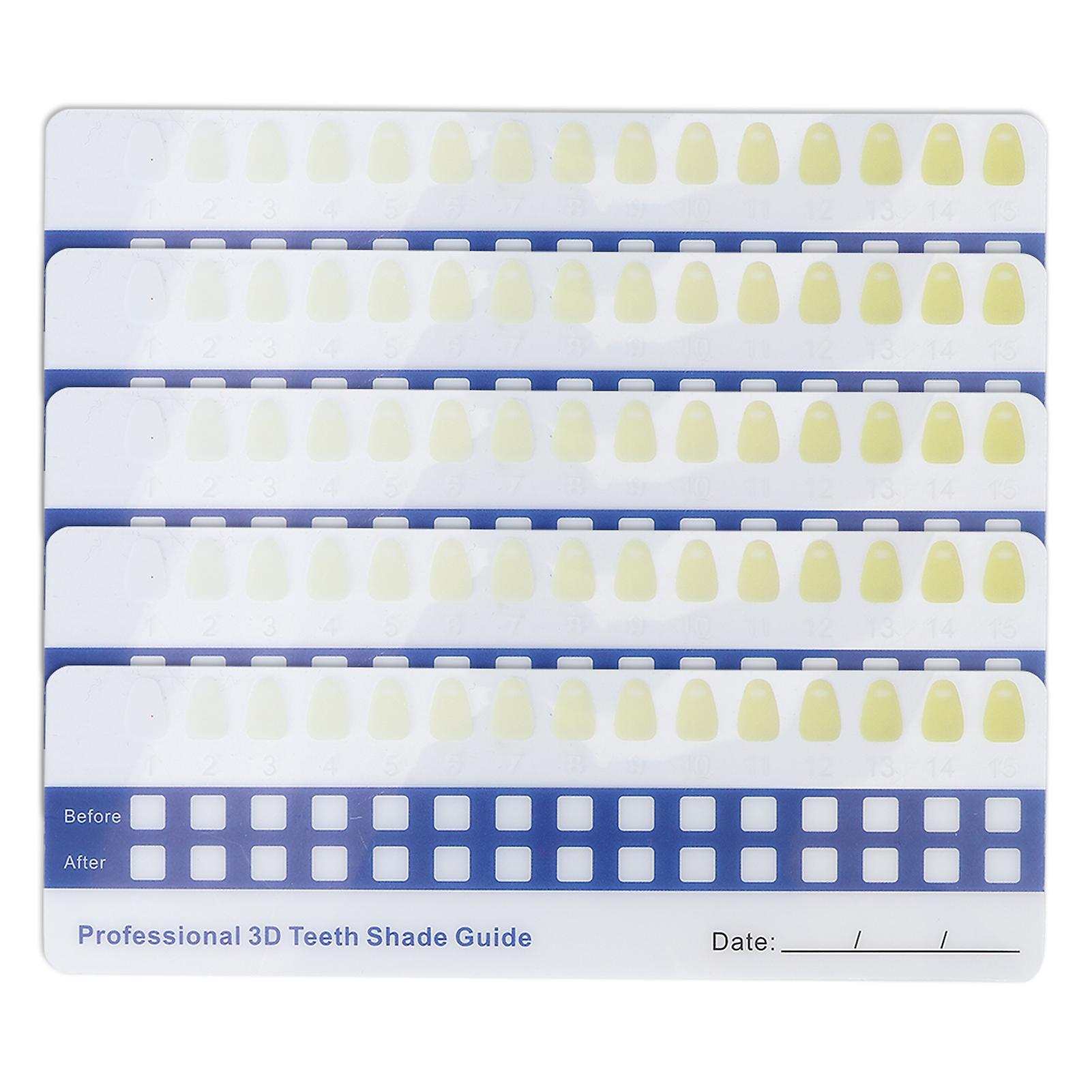 5pcs Teeth Whitening Shade Guide Household Tooth Shade Chart Comparing Card Oral Care Supplies For Dentist